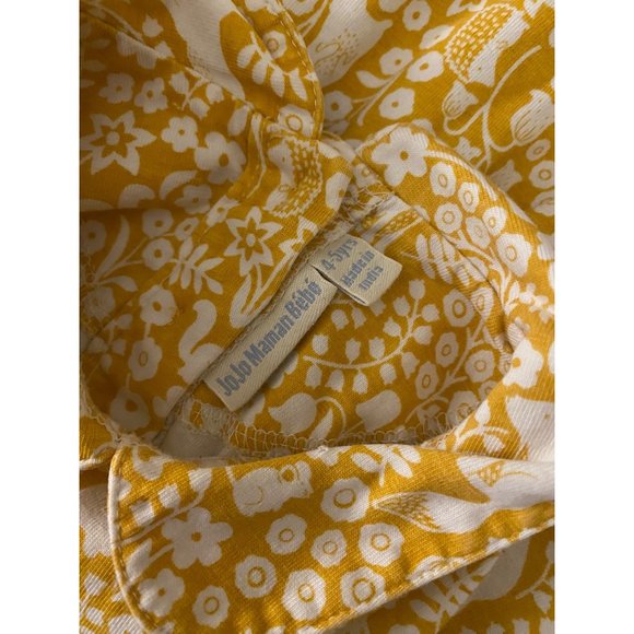 JoJo Maman Bebe Collared Shirt Dress - Bunnies Fox and Nature - Yellow and White - Picture 4 of 6